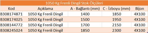 1050 Kg Frenli Torsiyon Dingil - Knott
