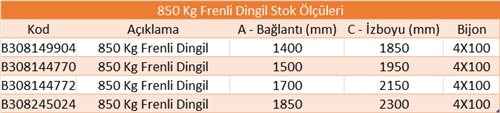 850 Kg Frenli Torsiyon Dingil - Knott