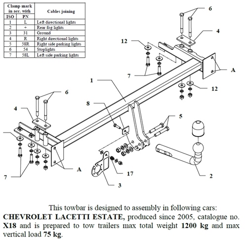 Chevrolet Lacetti Estate Çeki Demiri , Kuğu Boynu - Sabit , 2005 - Bugüne
