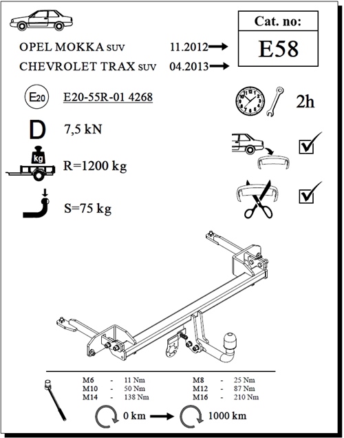 Chevrolet Trax Çeki Demiri , Kuğu Boynu - Sabit , 2013 - Bugüne