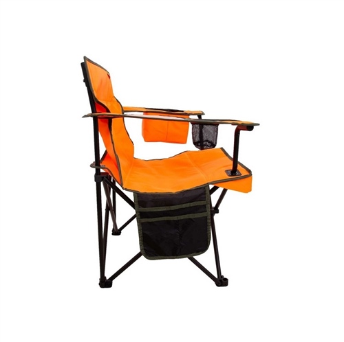 Kamp Sandalyesi - Katlanabilen - Buzluk bölmeli ve Cep Telefon Cepli - Neon Turuncu